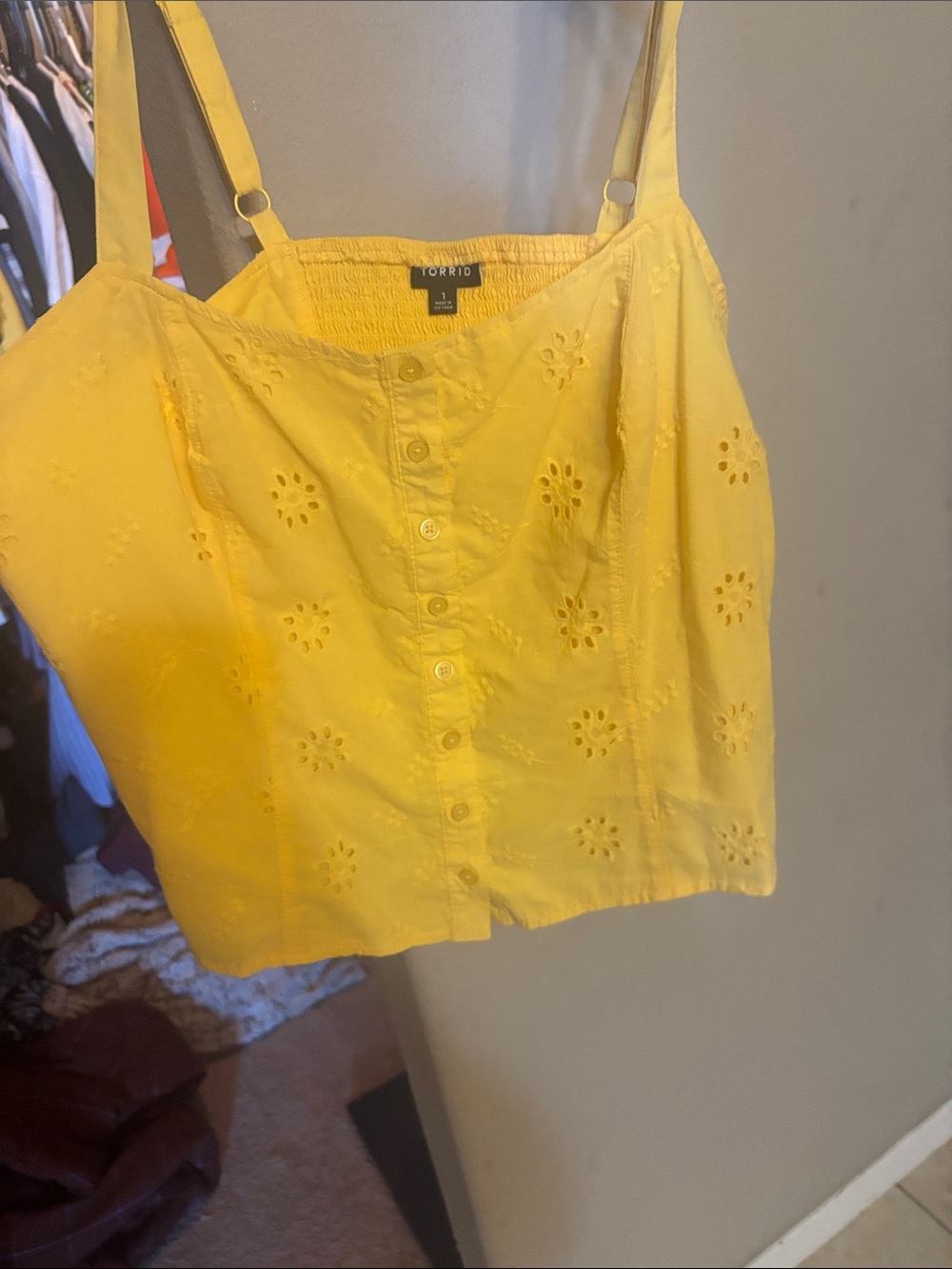 torrid Bright Yellow Eyelet Button-Front Cami